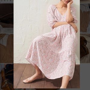 H&M light pink floral puff sleeve maxi dress